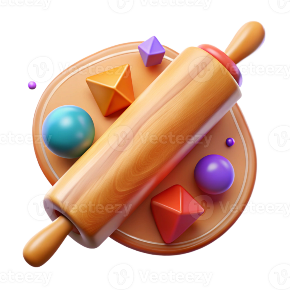 magnificent creative Wooden Rolling Pin Side View Transparent Background detailed png