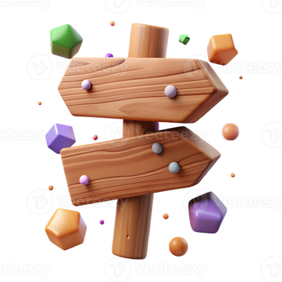 impressive abstract Wooden Signpost Blank Isolated authentic png