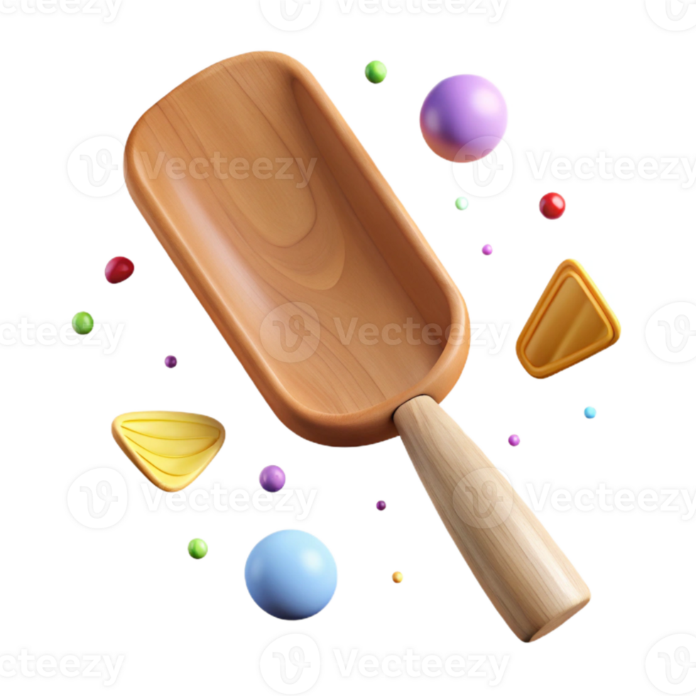 beautiful vintage Wooden Spatula Side View Isolated on Transparent Background authentic png