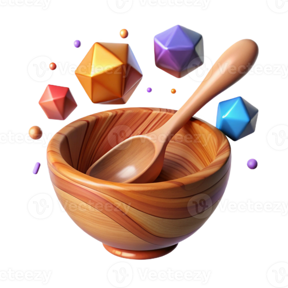 extraordinary minimalist Wooden Spoon Front View with Deep Bowl Isolated Element premium png