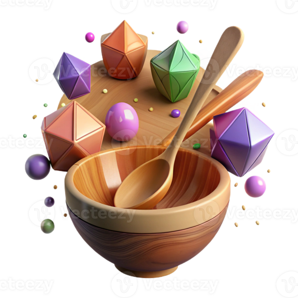 magnificent artistic Wooden Spoon Front View with Deep Bowl Isolated Element authentic png