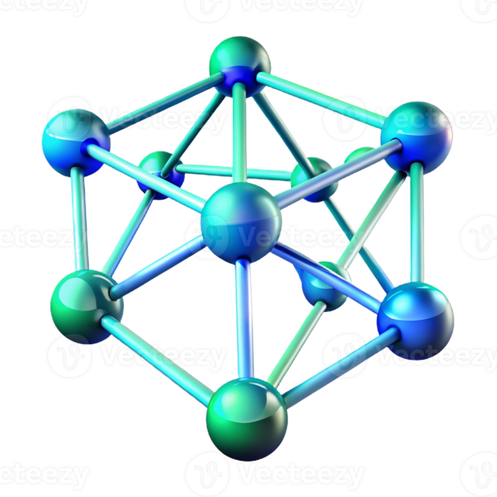 vibrant contemporary A network of interconnected nodes in shades of blue and green, with pulsating light connections, in a Futuristic style exclusive png