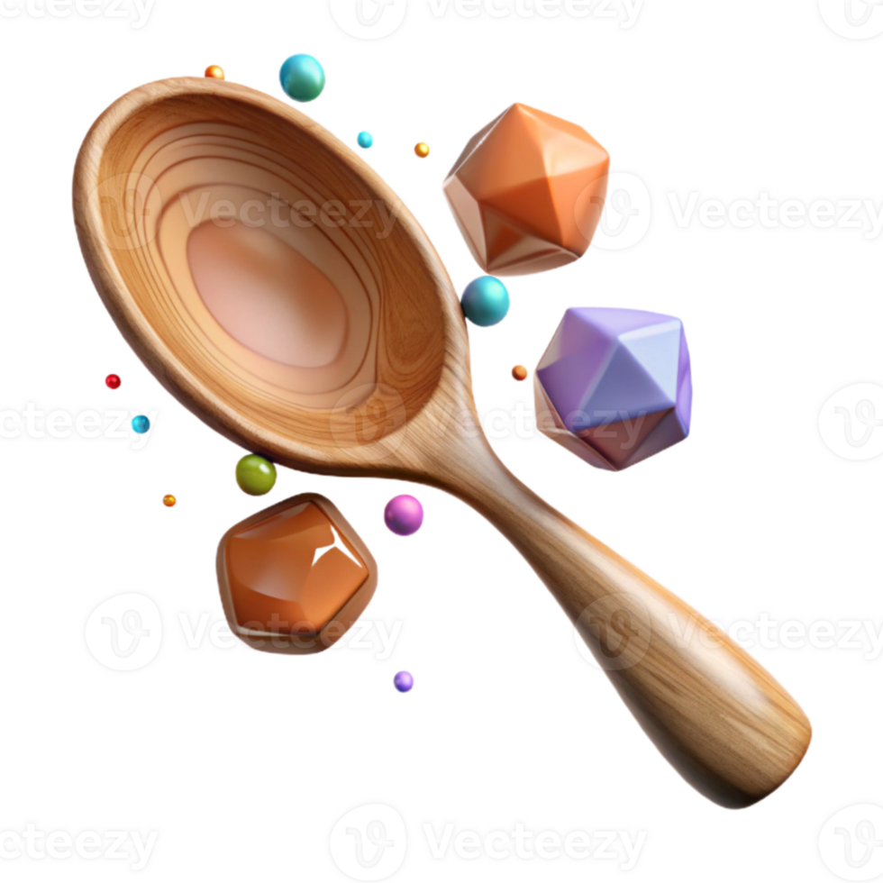 stunning minimalist Wooden Spoon Side View Isolated on Transparent Background high resolution png