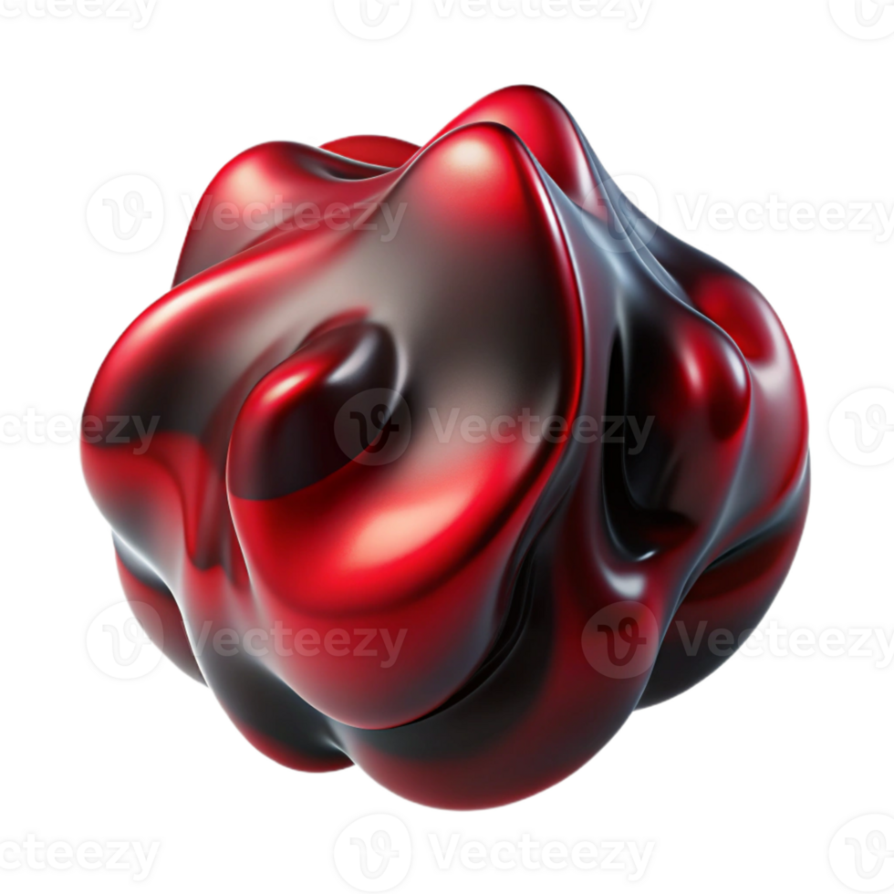 magnificent modern A fluid, amorphous shape in deep red and black, with a textured surface and dramatic chiaroscuro lighting, in an Abstract Expressionism style premium png