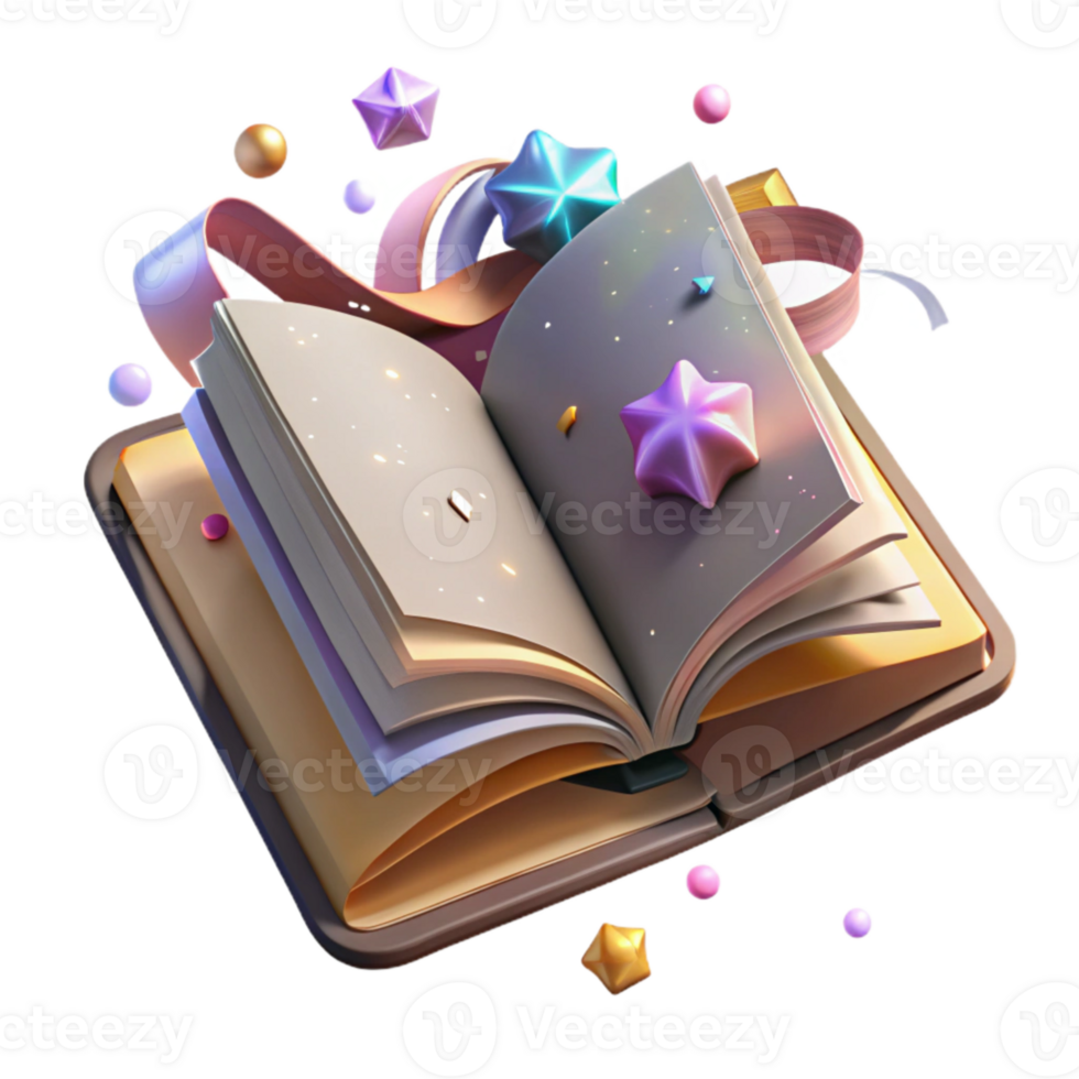 dramatic creative Worn Book with Open Pages Isolated on Transparent Background authentic png
