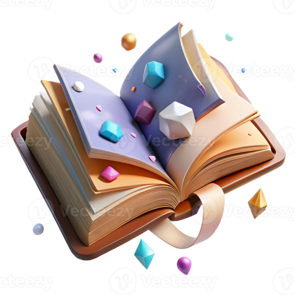 beautiful modern Worn Book with Open Pages Isolated on Transparent Background authentic png