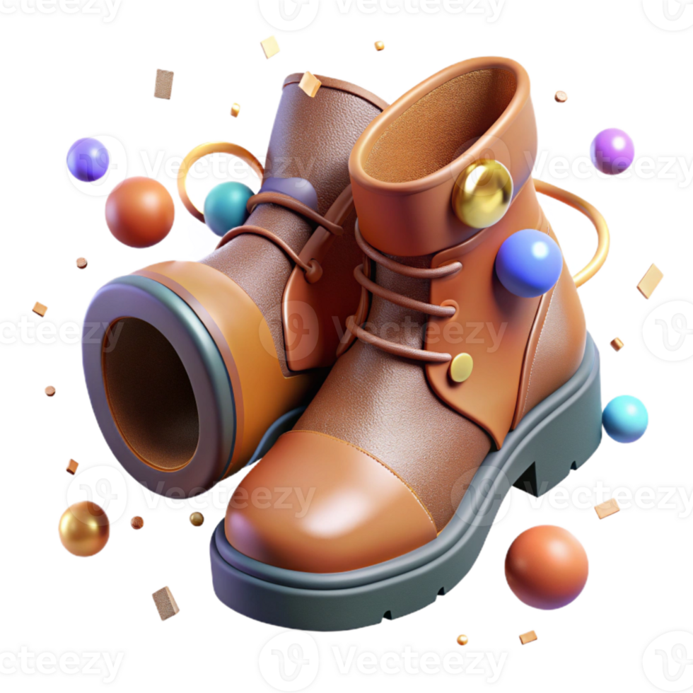 magnificent artistic Worn Leather Boots Top View Cutout Element authentic png
