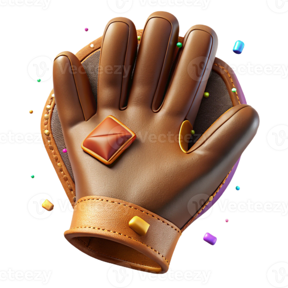stunning rustic Worn Leather Glove with Stitching Isolated on Transparent Background authentic png