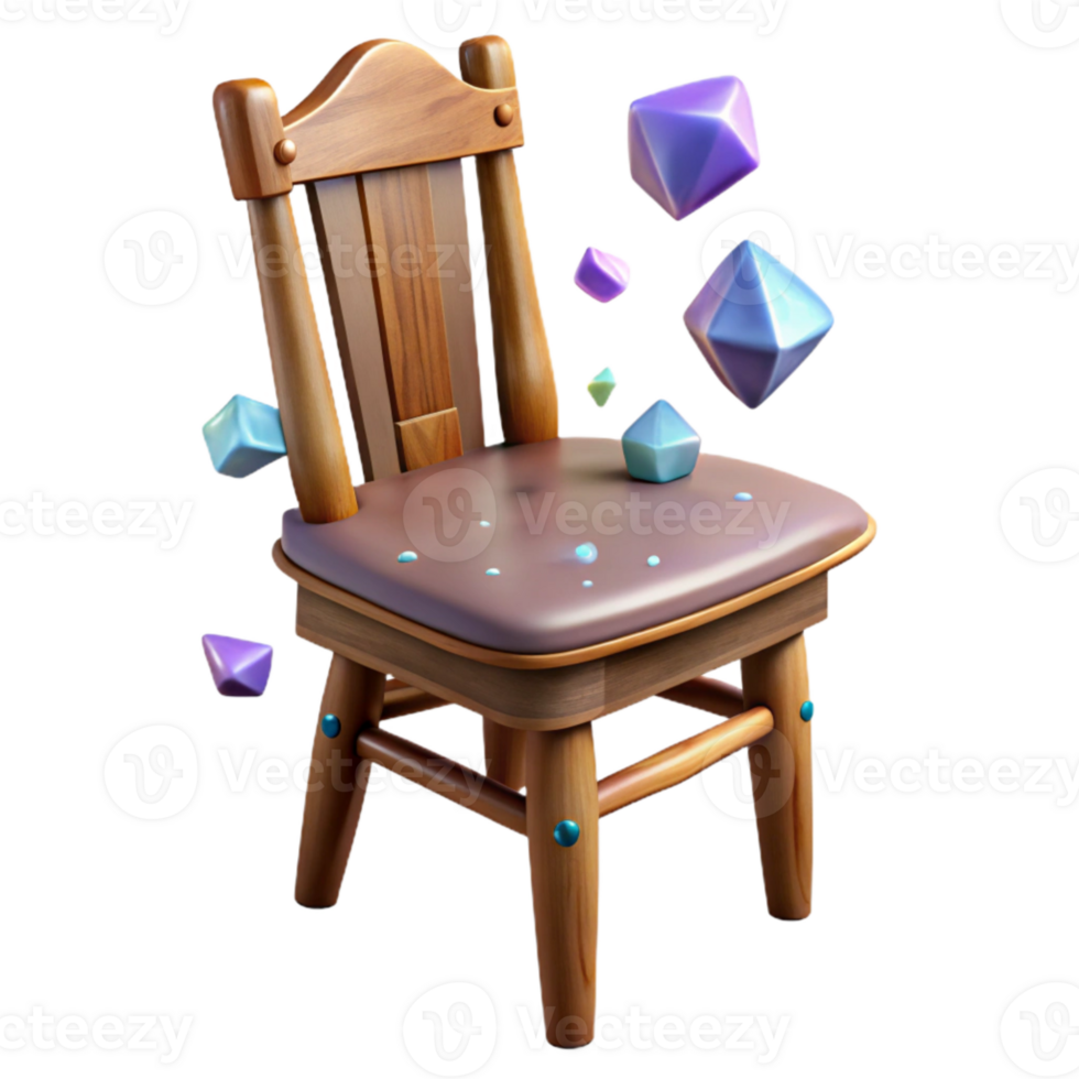 impressive creative Worn Wooden Chair with Backrest Isolated on Transparent Background png