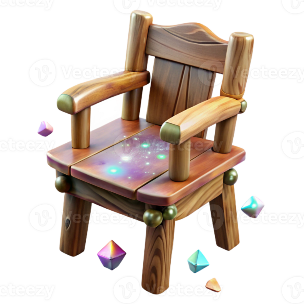 serene vintage Worn Wooden Chair with Backrest Isolated on Transparent Background high quality png
