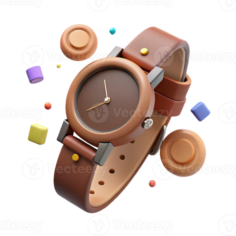stunning artistic Wristwatch Top View with Leather Strap Isolated professional png