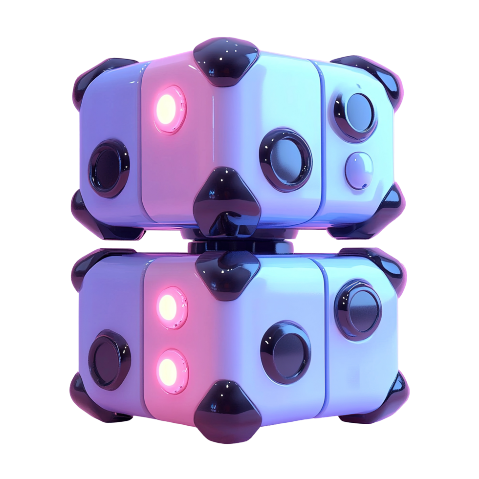 Two stacked futuristic glowing objects with glossy white surfaces png