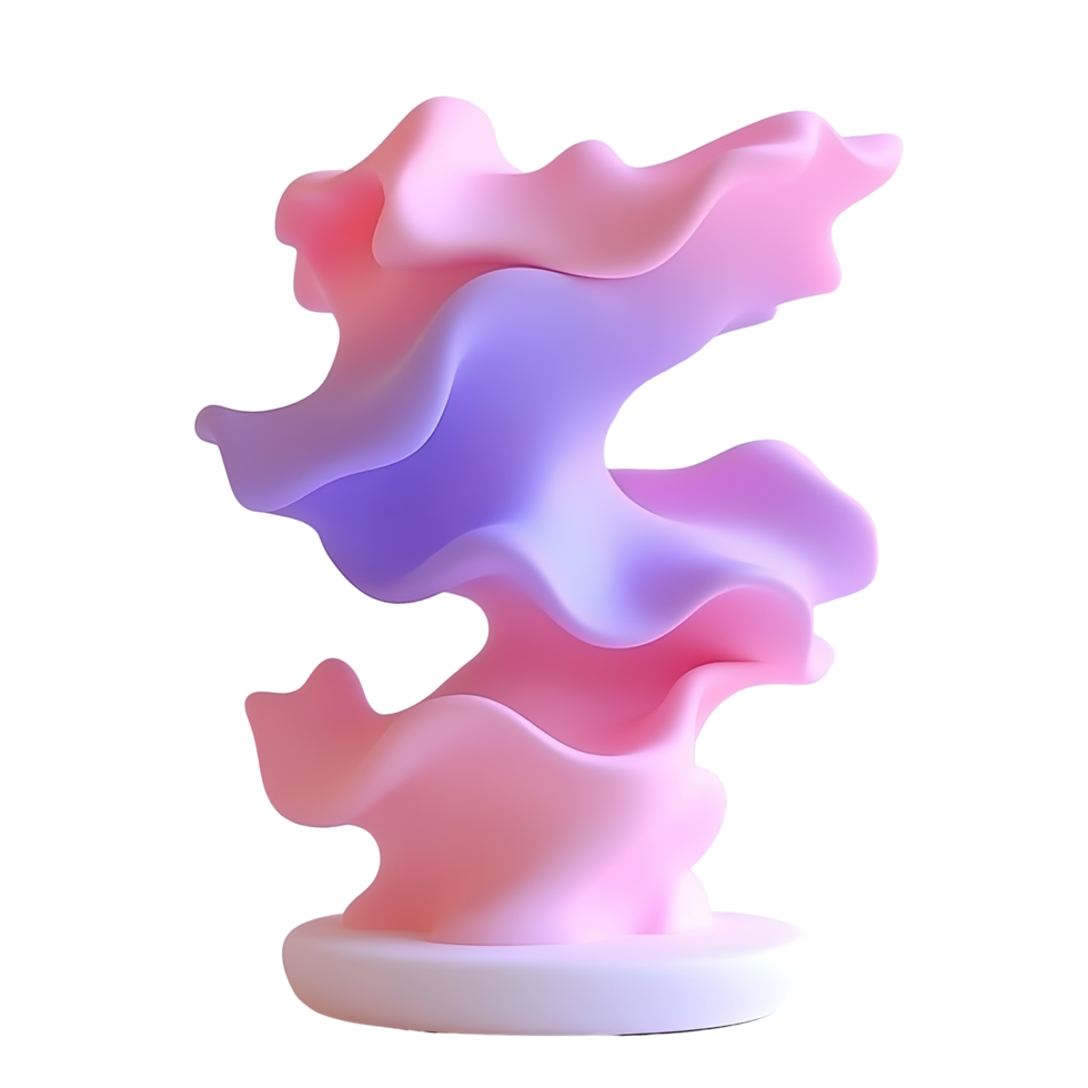 Abstract sculpture featuring layered gradients of soft pastel colors png