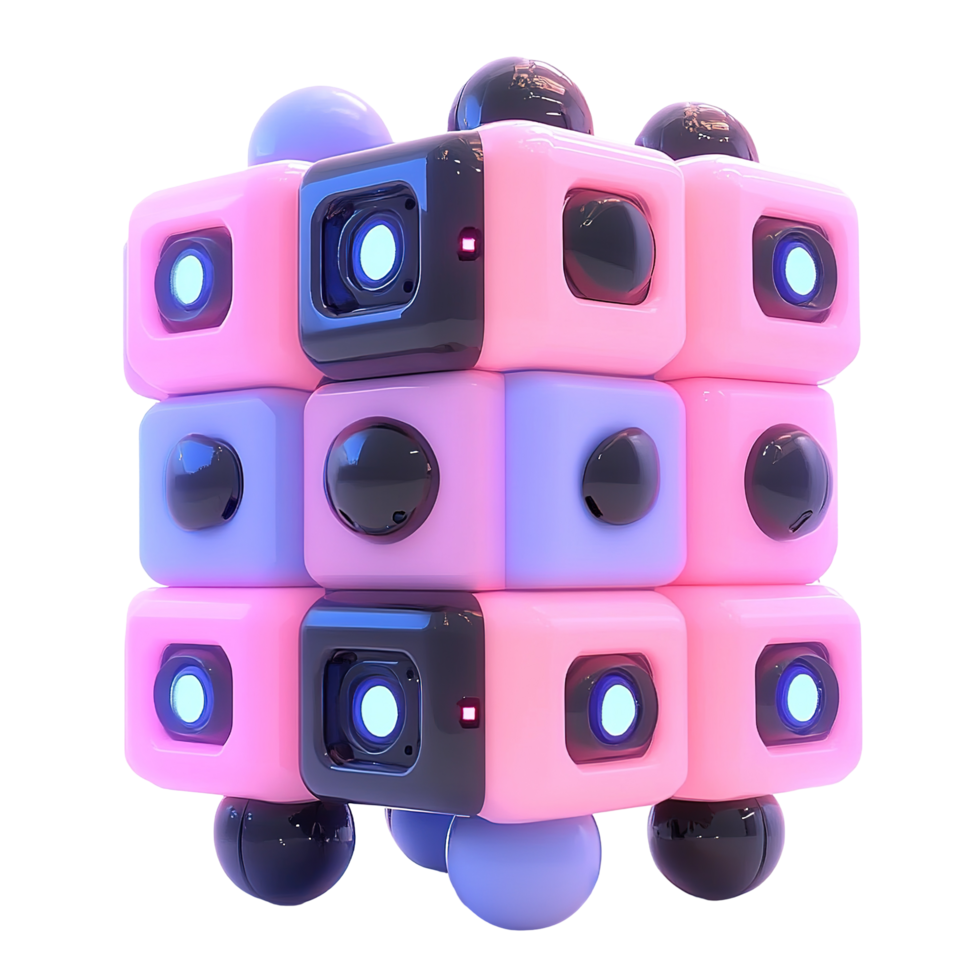 A colorful geometric structure built with square block forms png