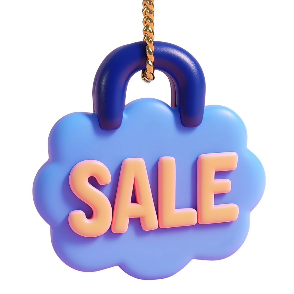 A blue cloud shaped sign with the word sale displayed png