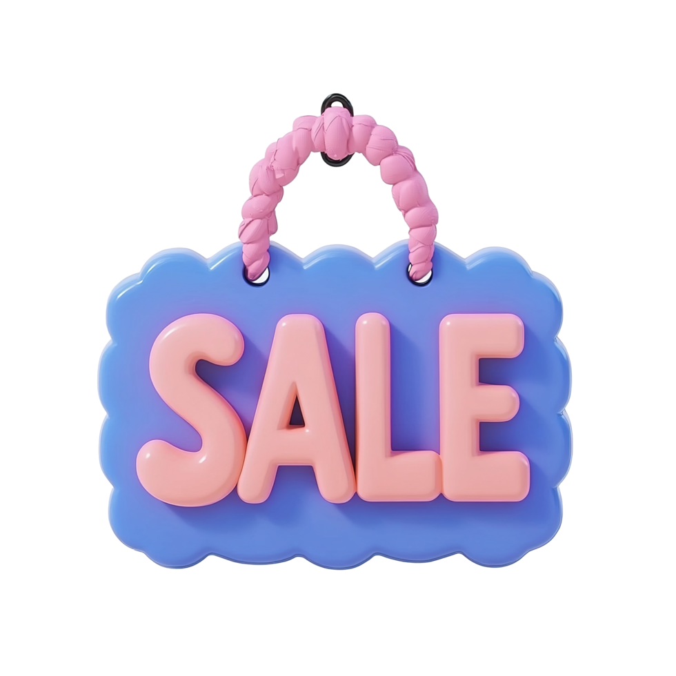 A colorful animated image of a sale sign with a handle png