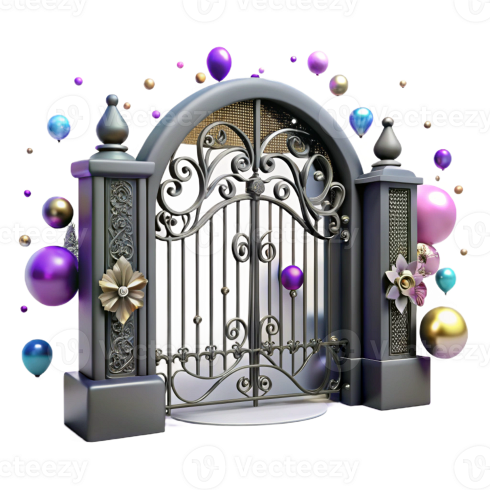 vibrant rustic Wrought Iron Gate Isolated with Detailed Scrollwork detailed png