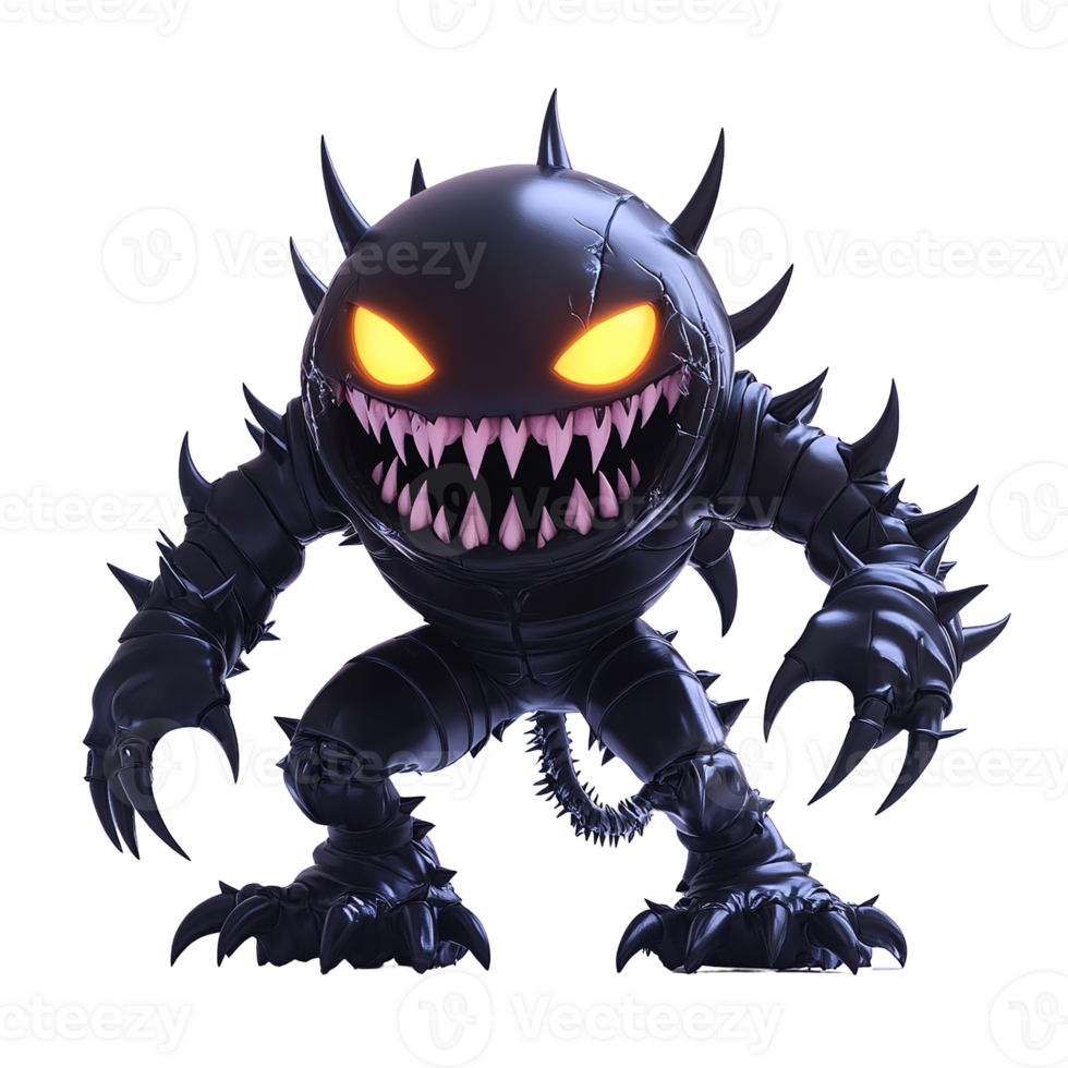 A sinister creature with glowing eyes and sharp teeth appears ready png