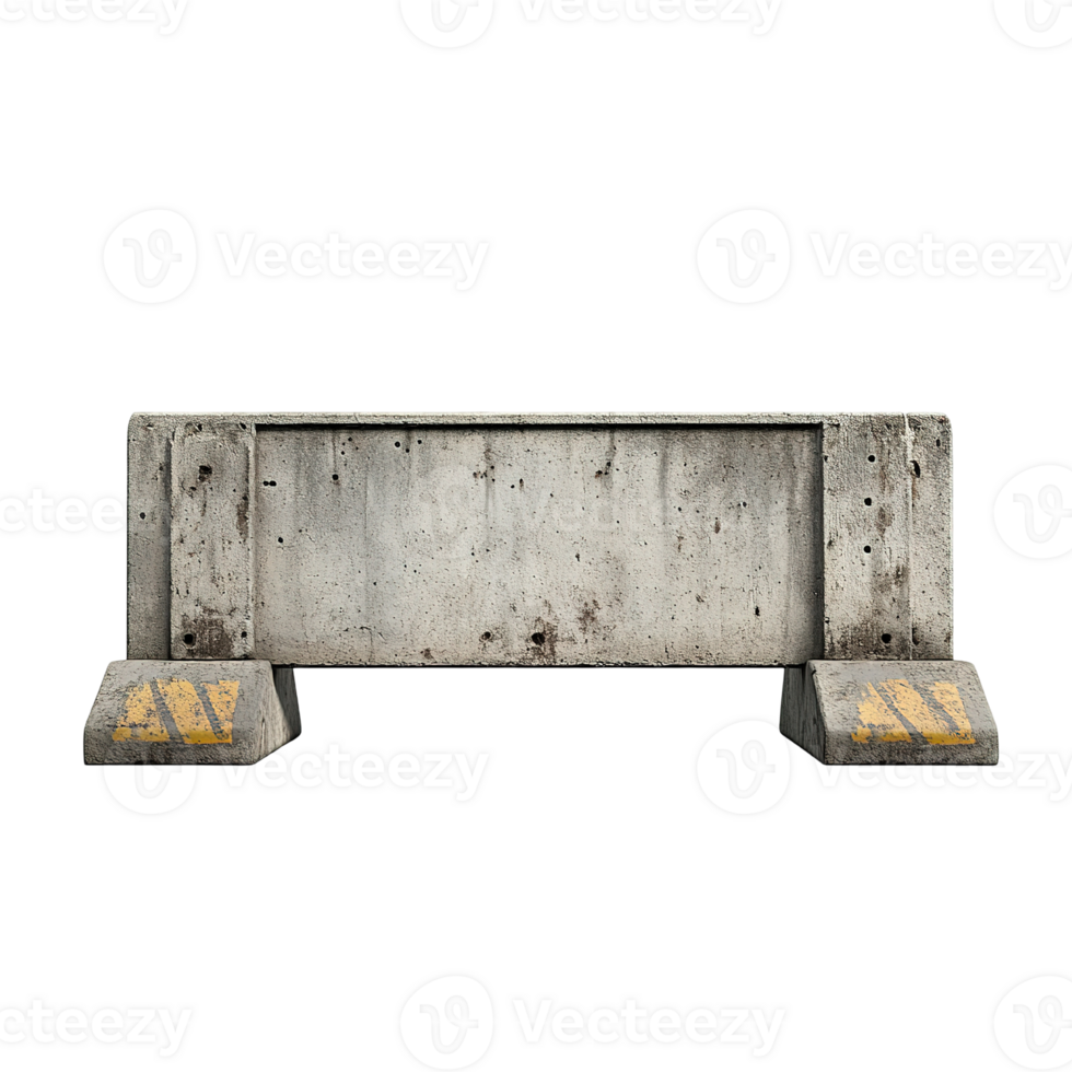 A weathered concrete barrier stands against a transparent background png