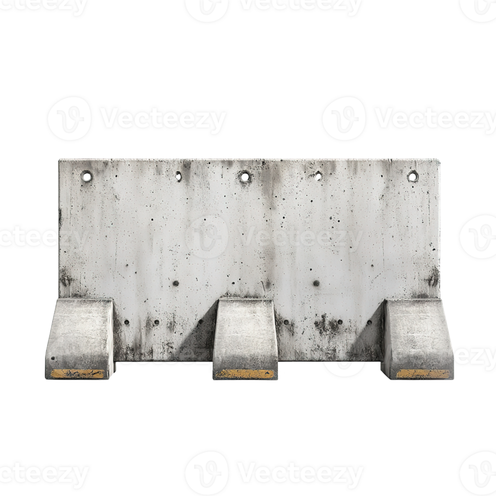 A large concrete barrier with supporting feet is isolated png