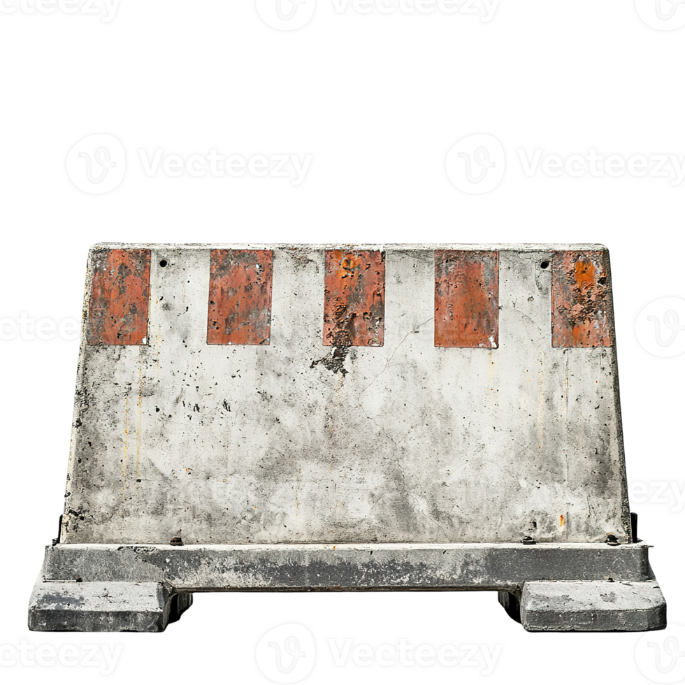 A concrete barrier with red and white painted markings on it png
