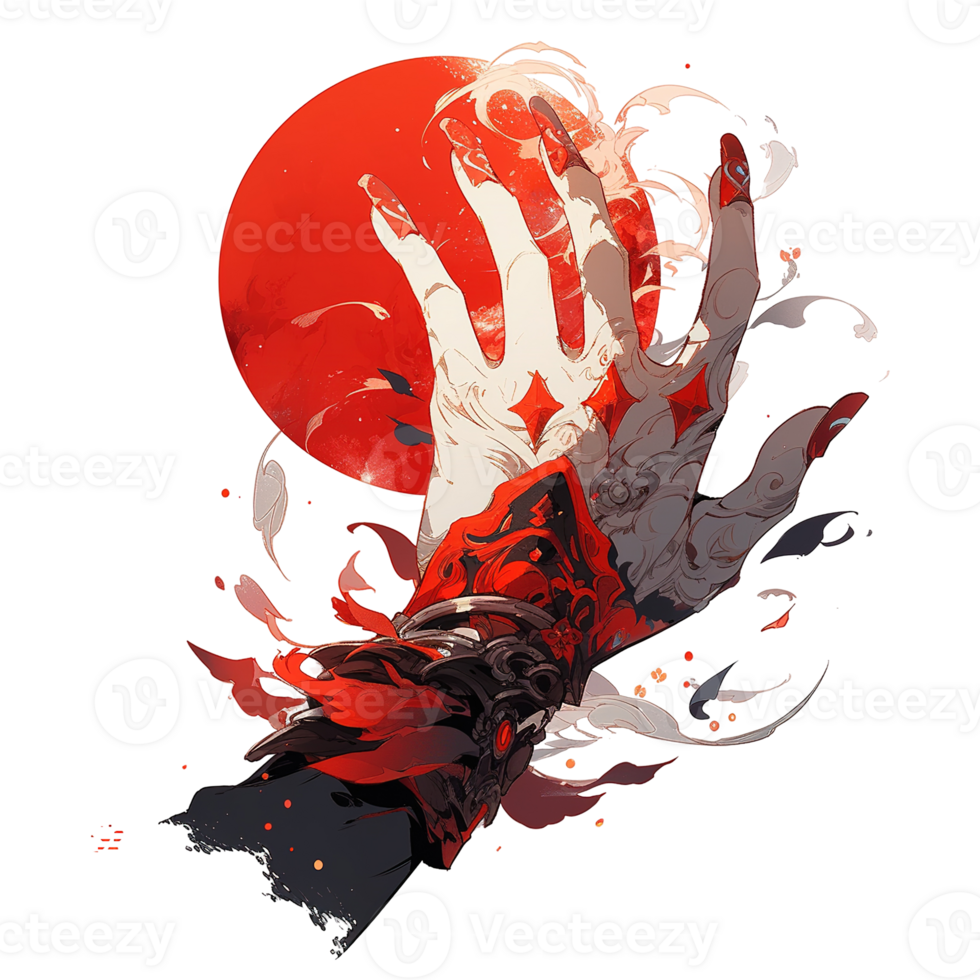 An artistic depiction of a hand holding a red circular object png