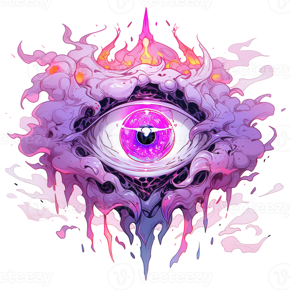 A surreal fantasy eye surrounded by swirling abstract shapes png