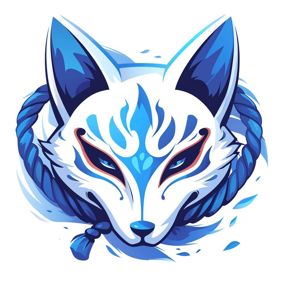 A stylized illustration of a fox with blue and white coloring png