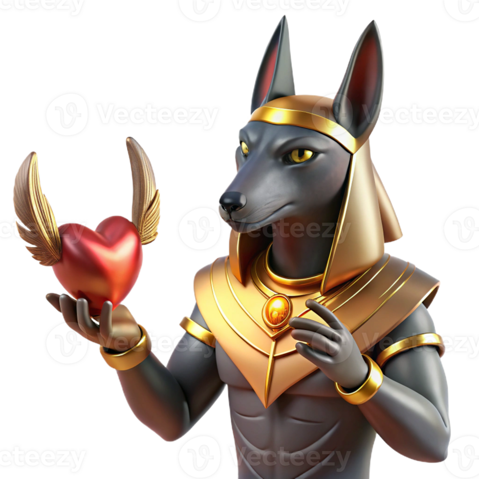 magnificent abstract A cunning Anubis, the jackal-headed god, weighing a human heart against a feather. Ethereal, otherworldly lighting. Ancient Egyptian style authentic png