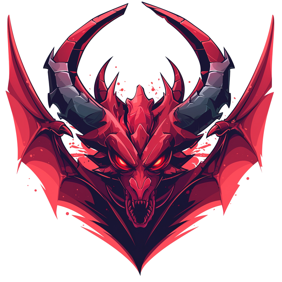 A fearsome red winged dragon displays its sharp teeth and menacing eyes png