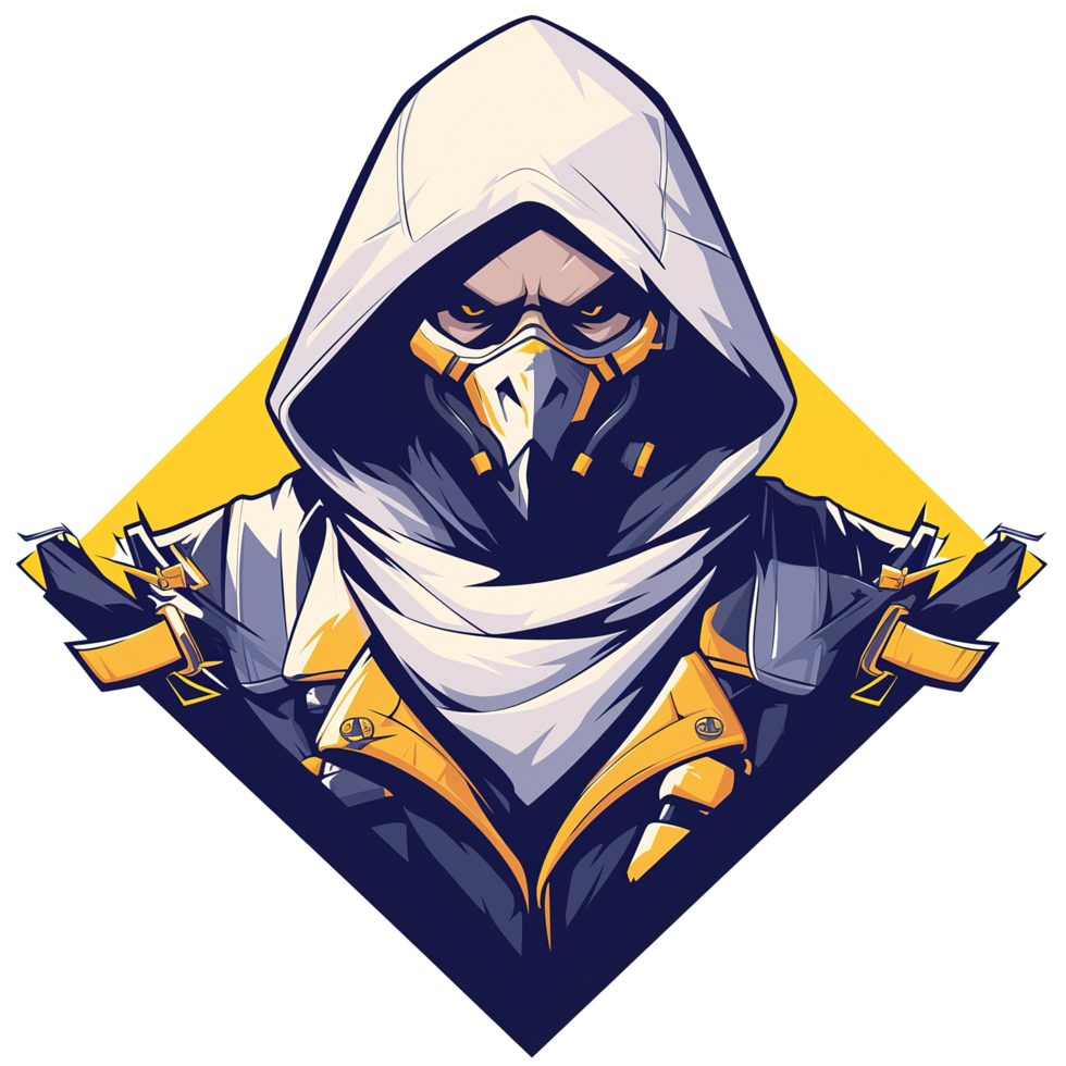An artistic illustration depicting a hooded figure wearing a mask png