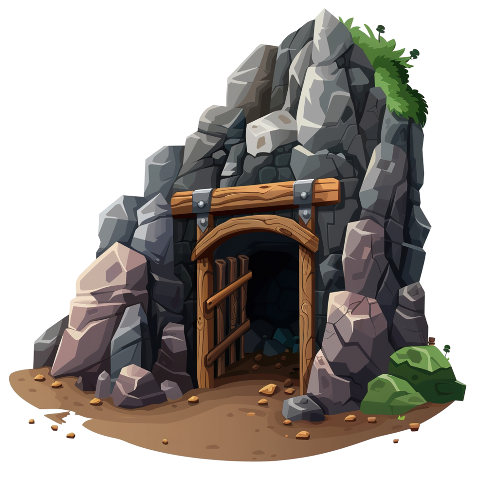 The illustrated image shows an entrance to an abandoned mine png