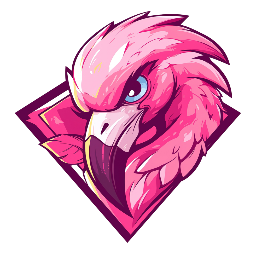 A stylized illustration depicting a brightly colored flamingo head png