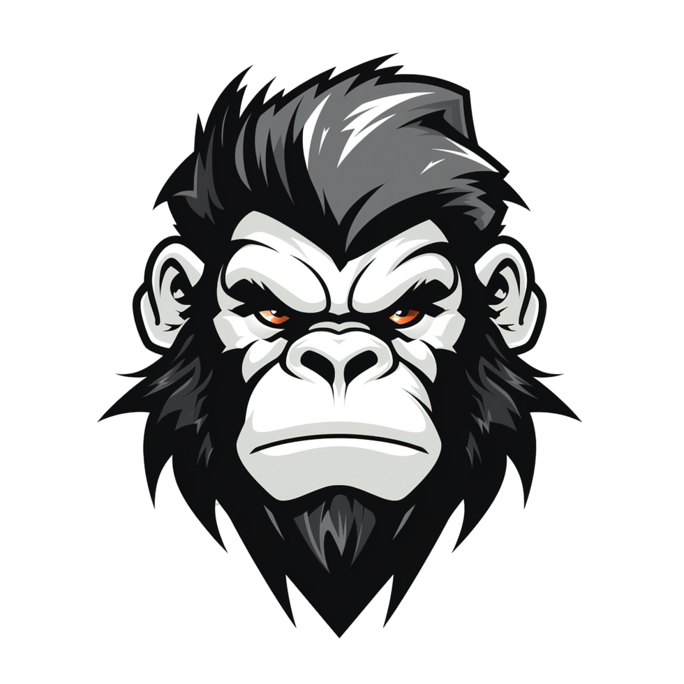 A stylized illustration of a powerful gorilla facing forward png