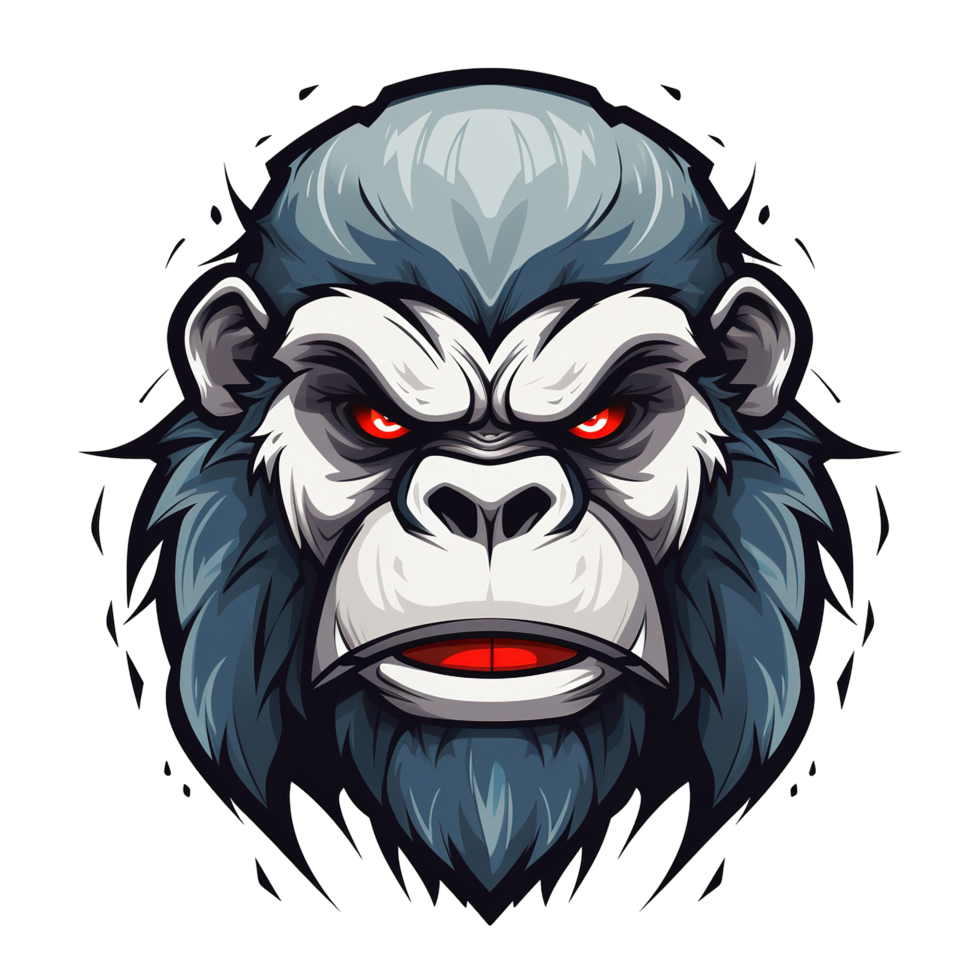 A graphic illustration of a powerful gorilla with a menacing expression png