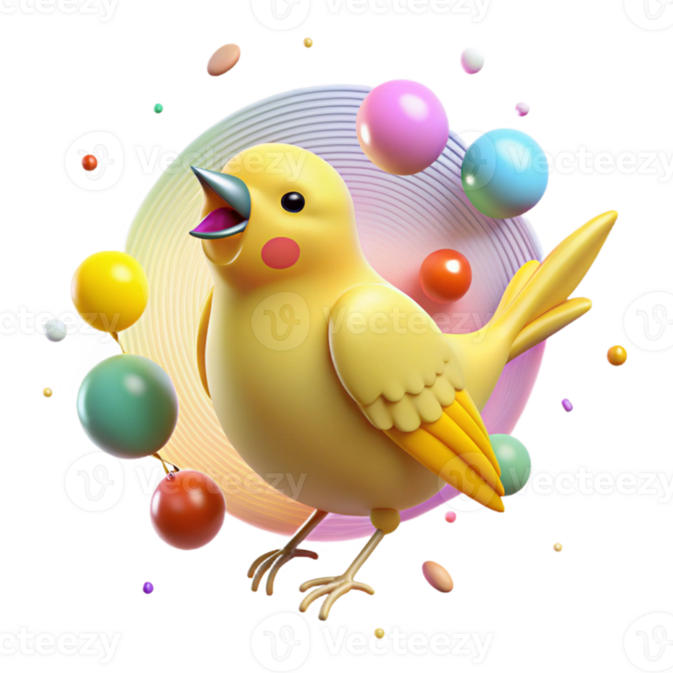 wonderful abstract Yellow Canary Bird Singing Transparent Background authentic png