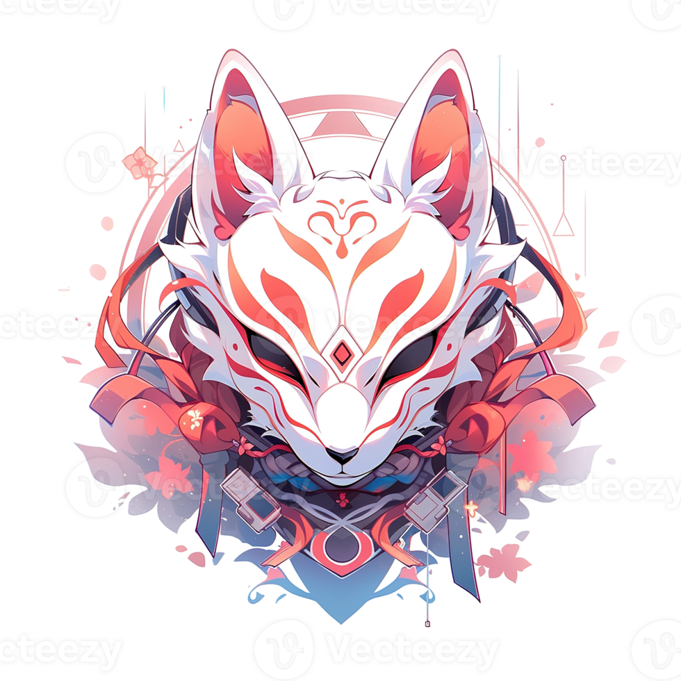 A stylized illustration of a fox wearing a decorative mask png