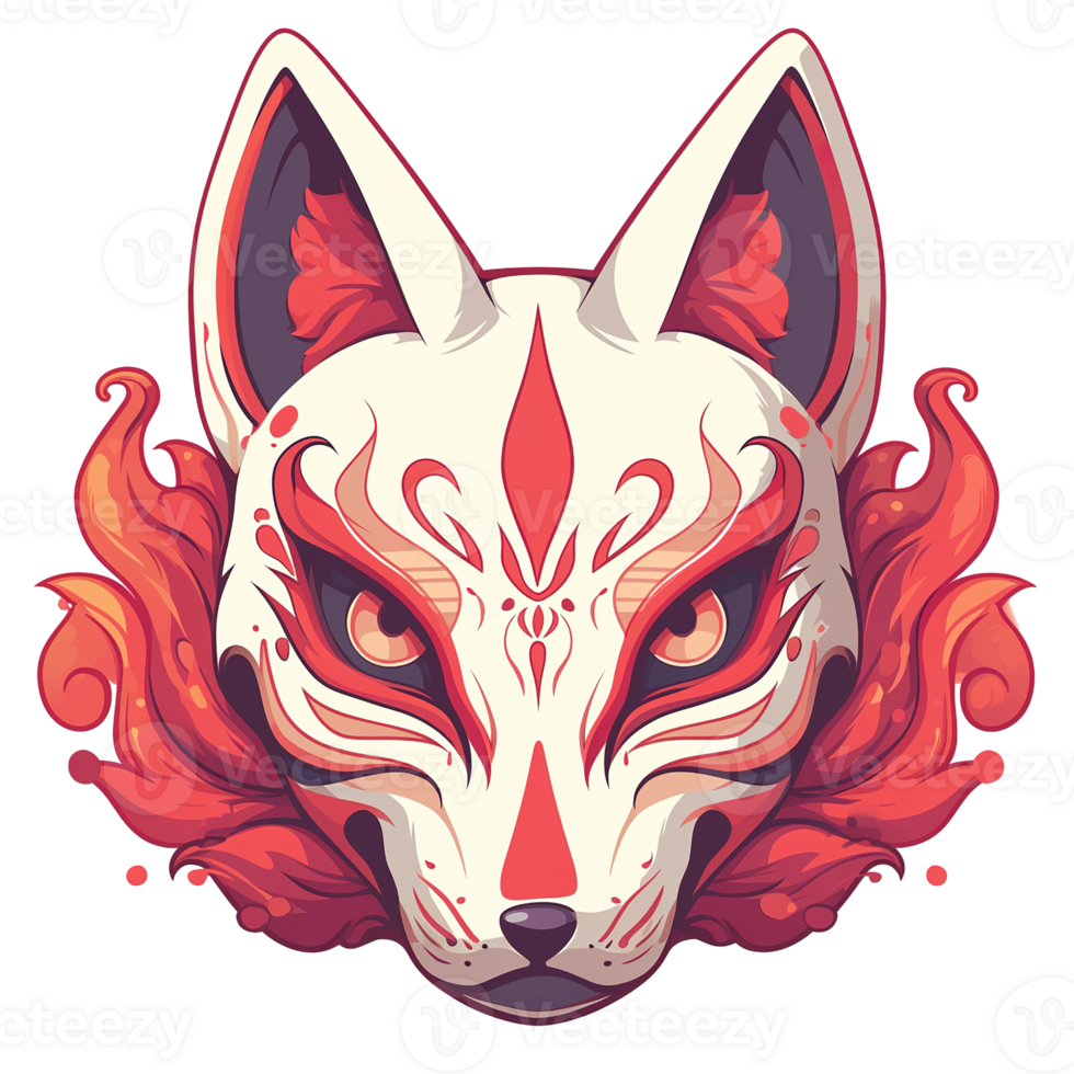 A stylized fox head with artistic features and vibrant colors png