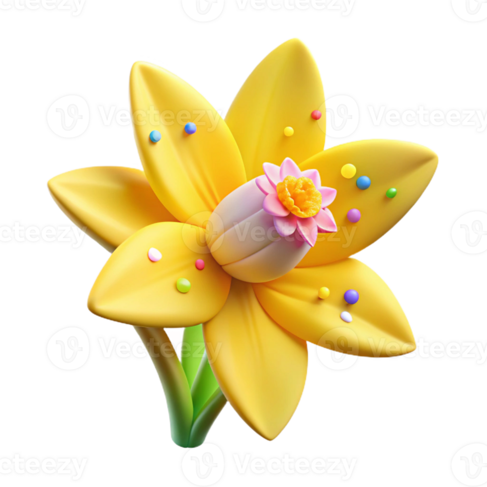 beautiful classic Yellow Daffodil Blooming Side View Isolated exclusive png