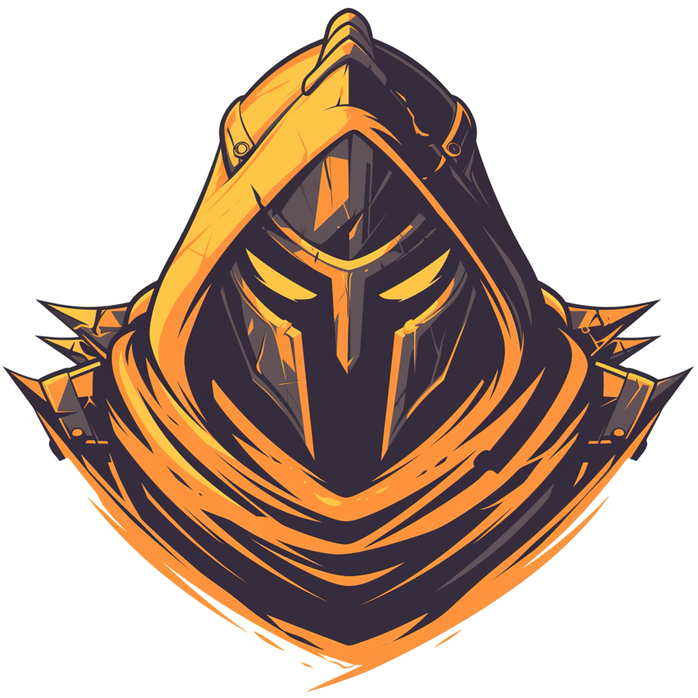 A stylized illustration of a masked figure wearing a hooded cloak png