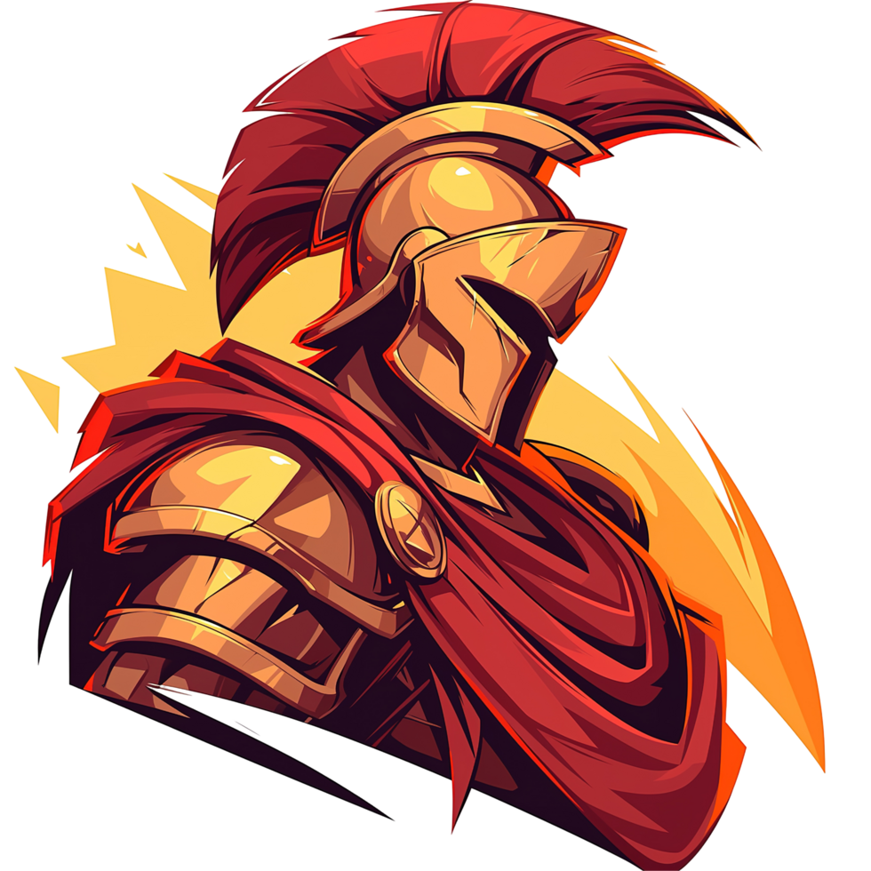 A stylized illustration depicting a warrior in shining armor png