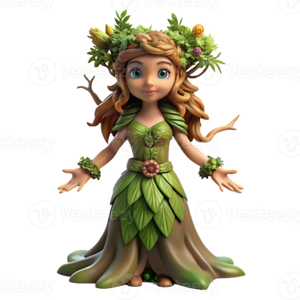 stunning abstract An elegant dryad emerging from an ancient oak, her skin textured like bark, adorned with moss and flowering vines, soft, dappled sunlight genuine png