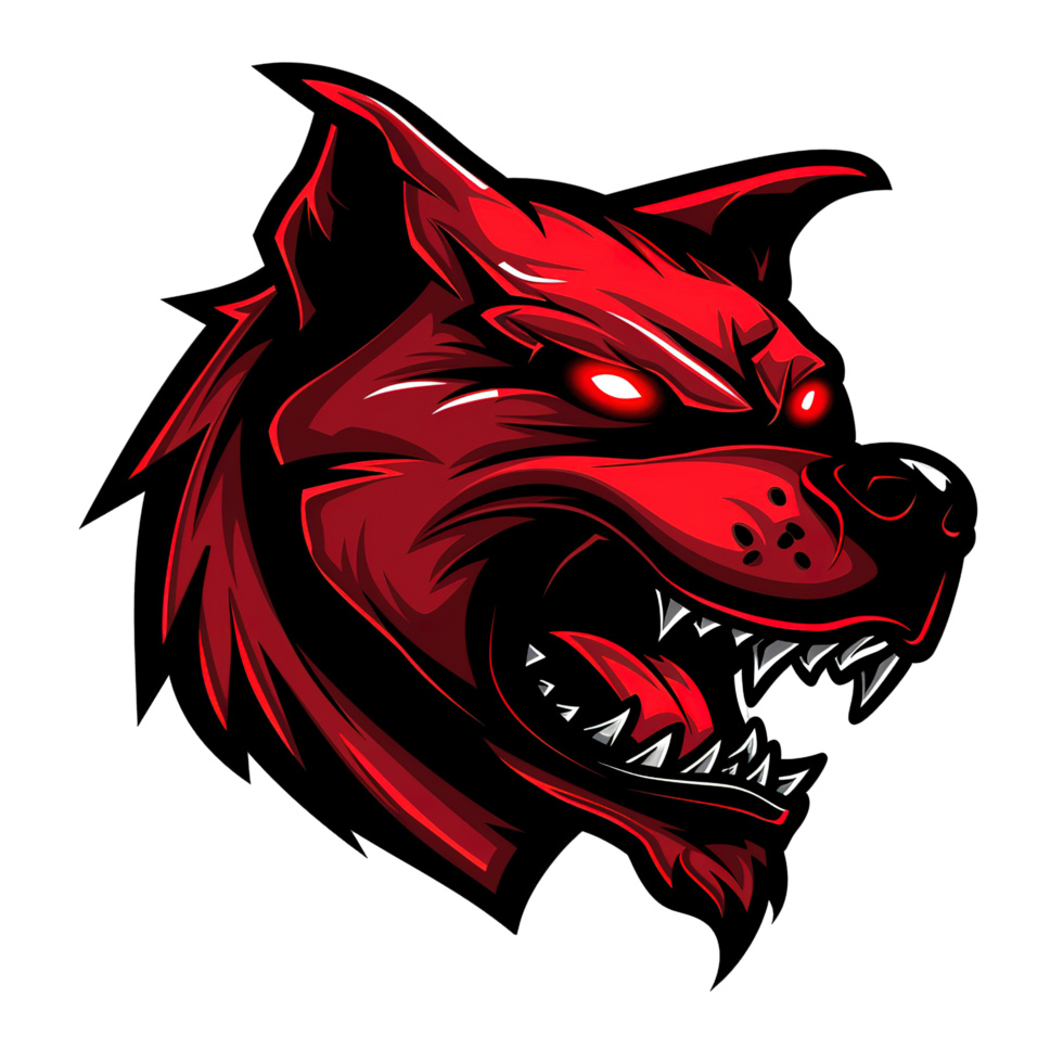 An aggressive red wolf with glowing eyes and sharp teeth png