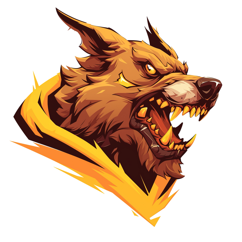 An aggressive snarling illustration depicting a fierce canine predator ready to attack png