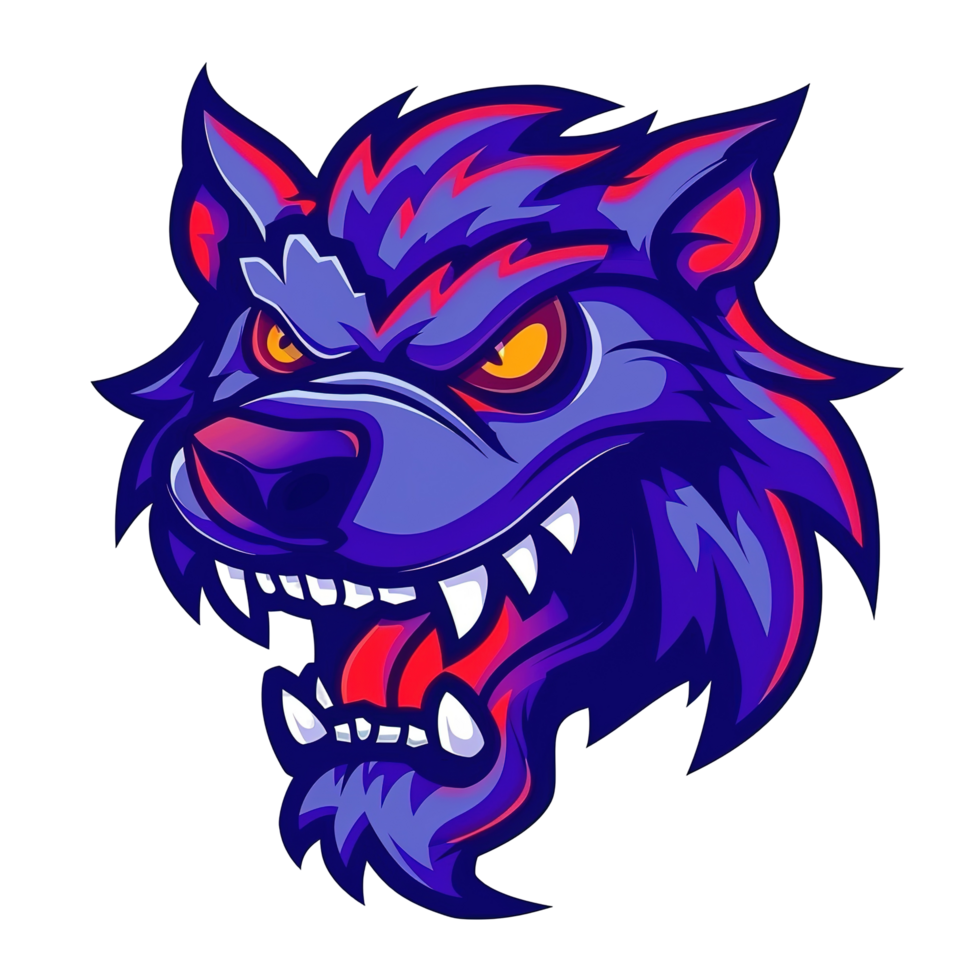 An aggressive wolf creature depicted with menacing expression and sharp teeth png