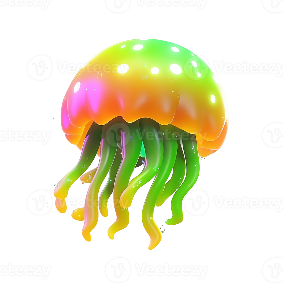 A vibrant and colorful jellyfish floating in a dark space png