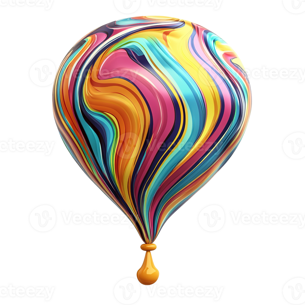 An abstract colorful hot air balloon shape with swirling patterns png