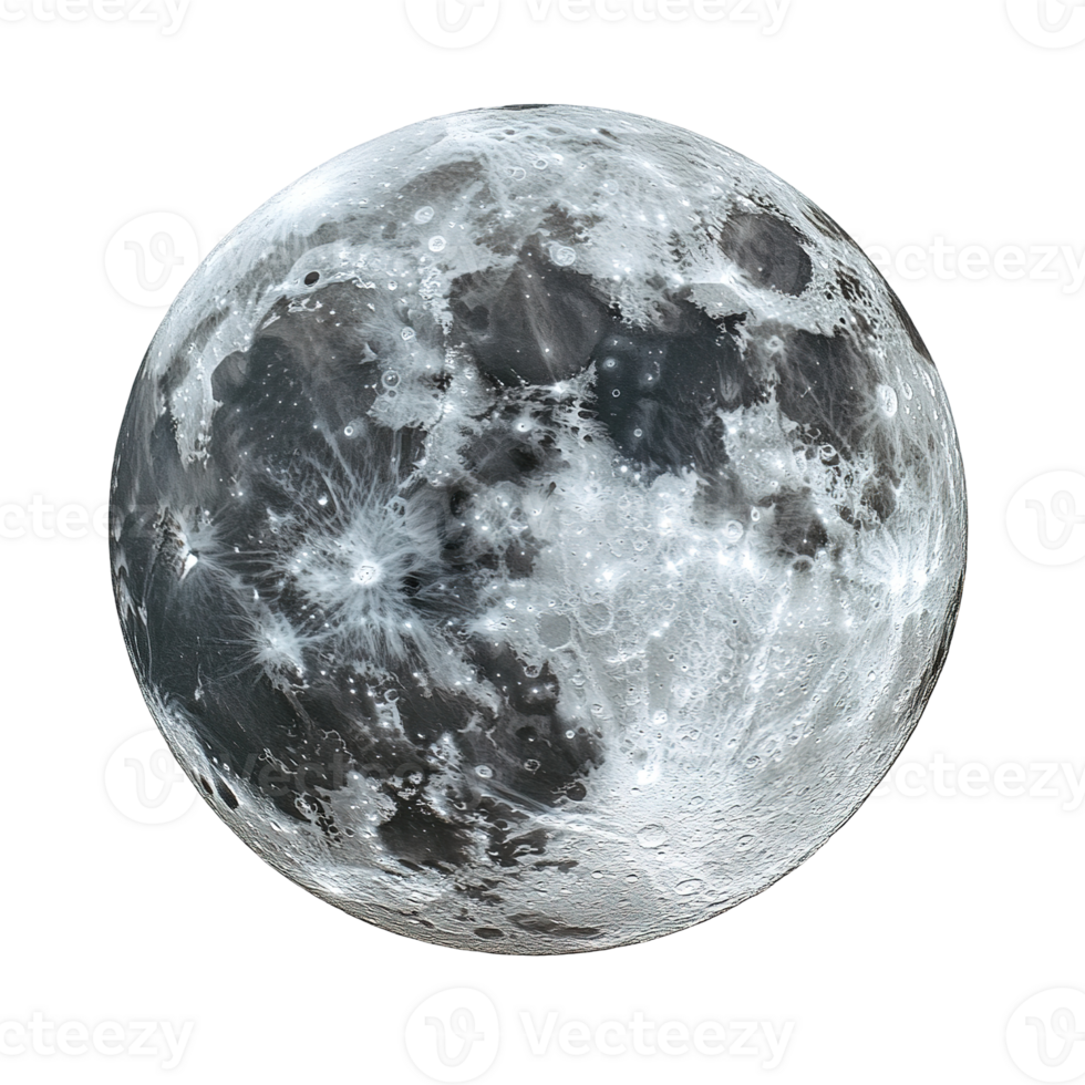 A detailed image showing the full surface of the moon png
