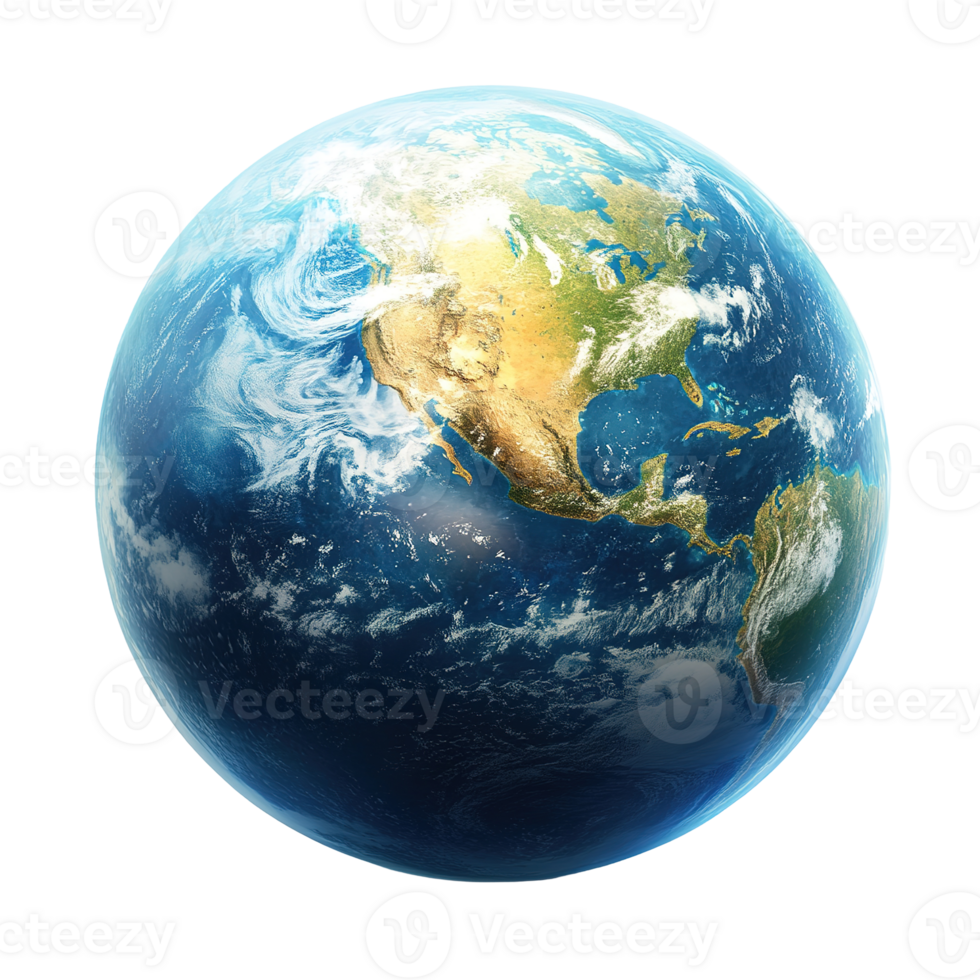 A realistic illustration of the planet earth in space png