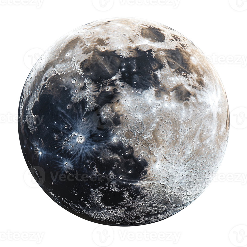 A detailed and detailed depiction of the lunar surface in space png
